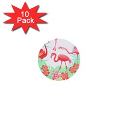 Flower Flamingo T- Shirt Floral Birds Flower Flamingo T- Shirt 1  Mini Buttons (10 Pack)  by EnriqueJohnson