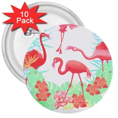 Flower Flamingo T- Shirt Floral Birds Flower Flamingo T- Shirt 3  Buttons (10 Pack)  by EnriqueJohnson