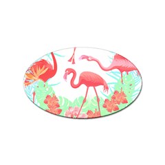 Flower Flamingo T- Shirt Floral Birds Flower Flamingo T- Shirt Sticker (oval) by EnriqueJohnson