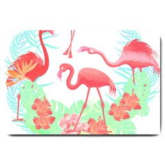 Flower Flamingo T- Shirt Floral Birds Flower Flamingo T- Shirt Large Doormat by EnriqueJohnson