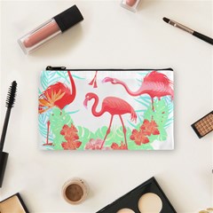 Flower Flamingo T- Shirt Floral Birds Flower Flamingo T- Shirt Cosmetic Bag (small) by EnriqueJohnson