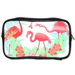 Flower Flamingo T- Shirt Floral Birds Flower Flamingo T- Shirt Toiletries Bag (two Sides) by EnriqueJohnson