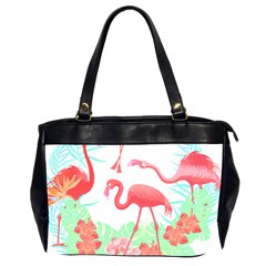 Flower Flamingo T- Shirt Floral Birds Flower Flamingo T- Shirt Oversize Office Handbag (2 Sides) by EnriqueJohnson