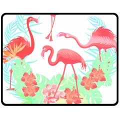 Flower Flamingo T- Shirt Floral Birds Flower Flamingo T- Shirt Fleece Blanket (medium) by EnriqueJohnson