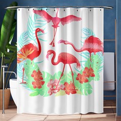 Flower Flamingo T- Shirt Floral Birds Flower Flamingo T- Shirt Shower Curtain 60  X 72  (medium)  by EnriqueJohnson