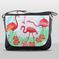 Flower Flamingo T- Shirt Floral Birds Flower Flamingo T- Shirt Messenger Bag by EnriqueJohnson