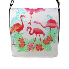 Flower Flamingo T- Shirt Floral Birds Flower Flamingo T- Shirt Flap Closure Messenger Bag (l) by EnriqueJohnson