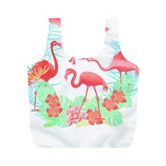 Flower Flamingo T- Shirt Floral Birds Flower Flamingo T- Shirt Full Print Recycle Bag (m) by EnriqueJohnson