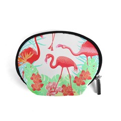 Flower Flamingo T- Shirt Floral Birds Flower Flamingo T- Shirt Accessory Pouch (small) by EnriqueJohnson