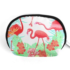 Flower Flamingo T- Shirt Floral Birds Flower Flamingo T- Shirt Accessory Pouch (medium) by EnriqueJohnson