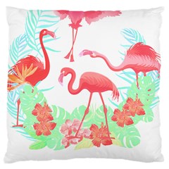 Flower Flamingo T- Shirt Floral Birds Flower Flamingo T- Shirt Standard Premium Plush Fleece Cushion Case (one Side) by EnriqueJohnson