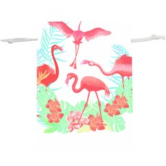 Flower Flamingo T- Shirt Floral Birds Flower Flamingo T- Shirt Lightweight Drawstring Pouch (xl) by EnriqueJohnson