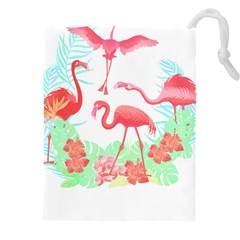 Flower Flamingo T- Shirt Floral Birds Flower Flamingo T- Shirt Drawstring Pouch (4xl) by EnriqueJohnson