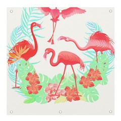 Flower Flamingo T- Shirt Floral Birds Flower Flamingo T- Shirt Banner And Sign 4  X 4  by EnriqueJohnson