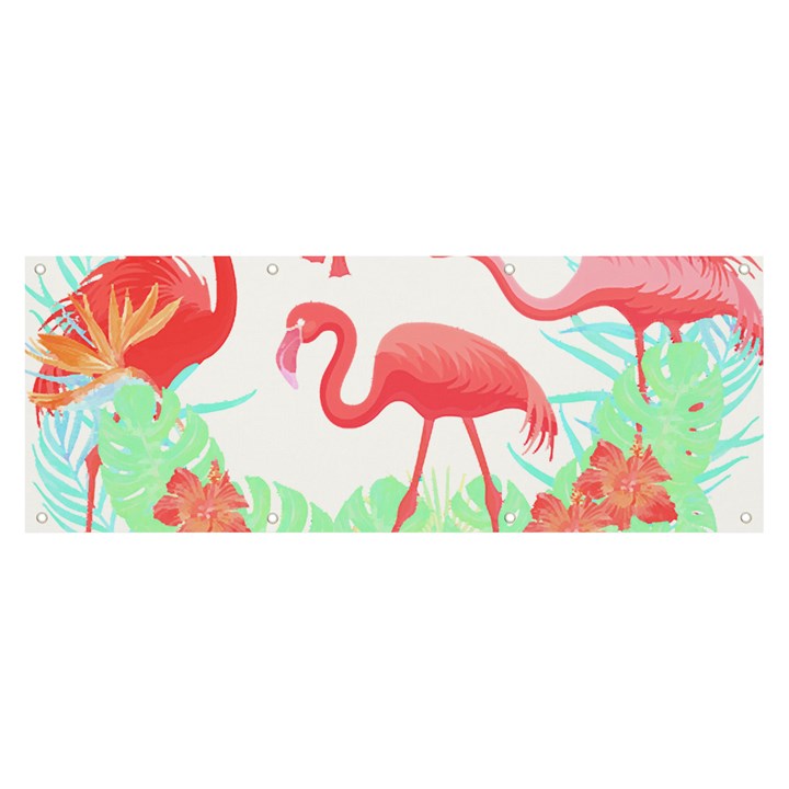 Flower Flamingo T- Shirt Floral Birds Flower Flamingo T- Shirt Banner and Sign 8  x 3 