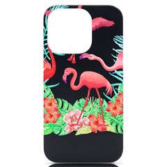 Flower Flamingo T- Shirt Floral Birds Flower Flamingo T- Shirt Iphone 14 Pro Black Uv Print Case by EnriqueJohnson