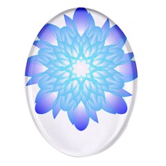 Flower Illustration T- Shirt Beautiful And Artistic Blue Flower T- Shirt Oval Glass Fridge Magnet (4 Pack) by EnriqueJohnson