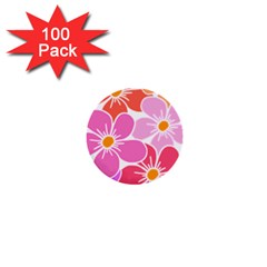 Flower Illustration T- Shirtcolorful Blooming Flower, Blooms, Floral Pattern T- Shirt 1  Mini Buttons (100 Pack)  by EnriqueJohnson