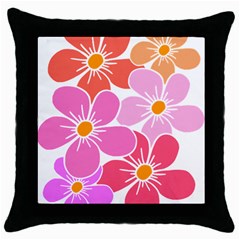 Flower Illustration T- Shirtcolorful Blooming Flower, Blooms, Floral Pattern T- Shirt Throw Pillow Case (black) by EnriqueJohnson