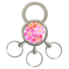 Flower Illustration T- Shirtcolorful Blooming Flower, Blooms, Floral Pattern T- Shirt 3-ring Key Chain by EnriqueJohnson