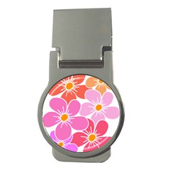 Flower Illustration T- Shirtcolorful Blooming Flower, Blooms, Floral Pattern T- Shirt Money Clips (round)  by EnriqueJohnson