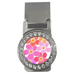 Flower Illustration T- Shirtcolorful Blooming Flower, Blooms, Floral Pattern T- Shirt Money Clips (cz)  by EnriqueJohnson