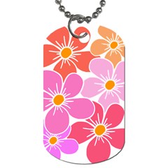 Flower Illustration T- Shirtcolorful Blooming Flower, Blooms, Floral Pattern T- Shirt Dog Tag (two Sides) by EnriqueJohnson