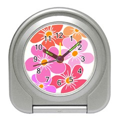 Flower Illustration T- Shirtcolorful Blooming Flower, Blooms, Floral Pattern T- Shirt Travel Alarm Clock by EnriqueJohnson