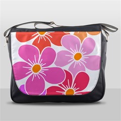 Flower Illustration T- Shirtcolorful Blooming Flower, Blooms, Floral Pattern T- Shirt Messenger Bag by EnriqueJohnson