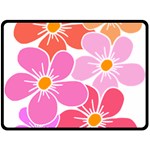 Flower Illustration T- Shirtcolorful Blooming Flower, Blooms, Floral Pattern T- Shirt Two Sides Fleece Blanket (Large) 80 x60  Blanket Front