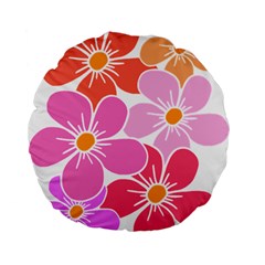 Flower Illustration T- Shirtcolorful Blooming Flower, Blooms, Floral Pattern T- Shirt Standard 15  Premium Flano Round Cushions by EnriqueJohnson