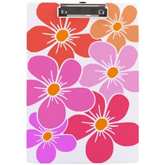 Flower Illustration T- Shirtcolorful Blooming Flower, Blooms, Floral Pattern T- Shirt A4 Acrylic Clipboard by EnriqueJohnson