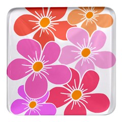 Flower Illustration T- Shirtcolorful Blooming Flower, Blooms, Floral Pattern T- Shirt Square Glass Fridge Magnet (4 Pack) by EnriqueJohnson