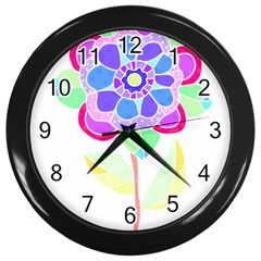 Flower Illustration T- Shirtflower T- Shirt Wall Clock (black) by EnriqueJohnson