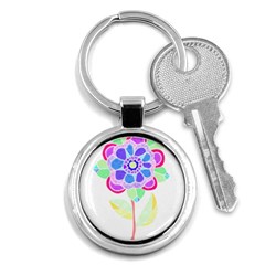 Flower Illustration T- Shirtflower T- Shirt Key Chain (round) by EnriqueJohnson