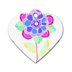 Flower Illustration T- Shirtflower T- Shirt Dog Tag Heart (one Side) by EnriqueJohnson