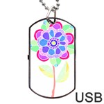 Flower Illustration T- Shirtflower T- Shirt Dog Tag USB Flash (One Side) Front