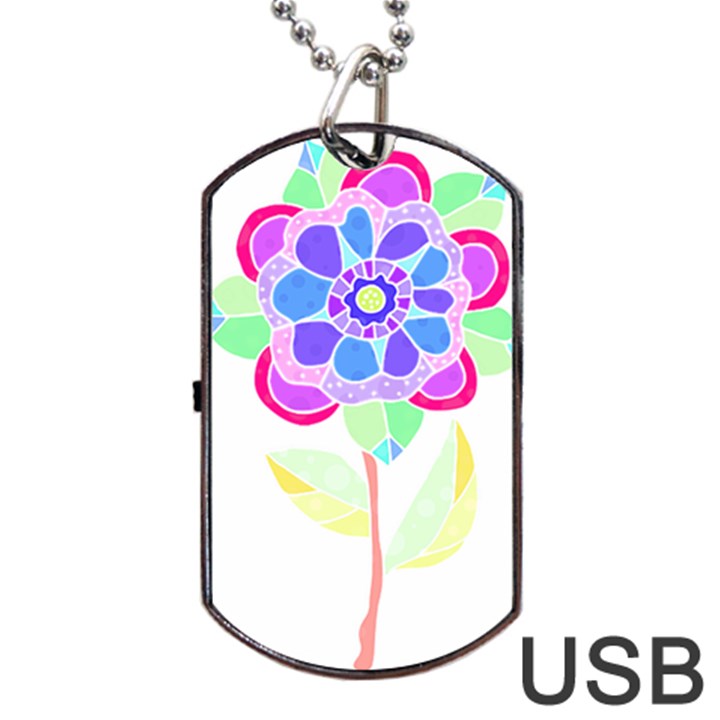 Flower Illustration T- Shirtflower T- Shirt Dog Tag USB Flash (One Side)