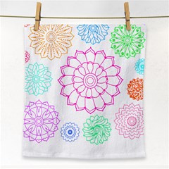 Flower Pattern T- Shirt Colorful Groovy Flower Pattern Outline T- Shirt Face Towel by EnriqueJohnson