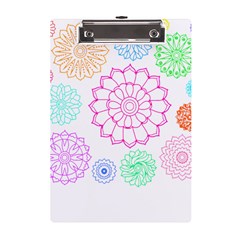 Flower Pattern T- Shirt Colorful Groovy Flower Pattern Outline T- Shirt A5 Acrylic Clipboard by EnriqueJohnson