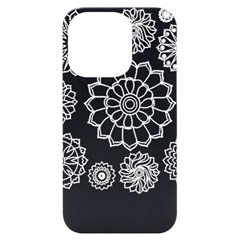 Flower Pattern T- Shirt Elegant Flower Pattern Outline T- Shirt Iphone 14 Pro Black Uv Print Case by EnriqueJohnson