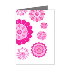 Flower Pattern T- Shirt Pink Psychedelic Floral Power Pattern T- Shirt Mini Greeting Card by EnriqueJohnson