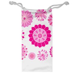 Flower Pattern T- Shirt Pink Psychedelic Floral Power Pattern T- Shirt Jewelry Bag by EnriqueJohnson