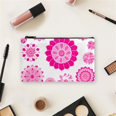 Flower Pattern T- Shirt Pink Psychedelic Floral Power Pattern T- Shirt Cosmetic Bag (small) by EnriqueJohnson