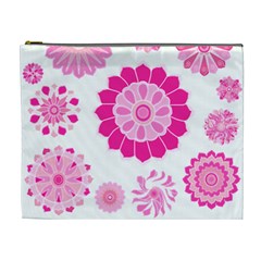 Flower Pattern T- Shirt Pink Psychedelic Floral Power Pattern T- Shirt Cosmetic Bag (xl)