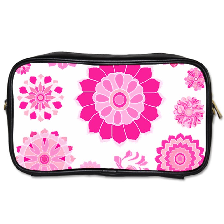 Flower Pattern T- Shirt Pink Psychedelic Floral Power Pattern T- Shirt Toiletries Bag (One Side)