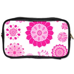 Flower Pattern T- Shirt Pink Psychedelic Floral Power Pattern T- Shirt Toiletries Bag (two Sides) by EnriqueJohnson