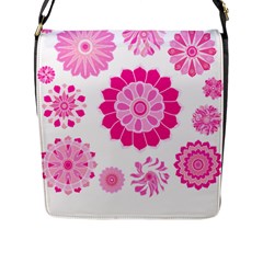 Flower Pattern T- Shirt Pink Psychedelic Floral Power Pattern T- Shirt Flap Closure Messenger Bag (l) by EnriqueJohnson