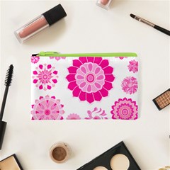 Flower Pattern T- Shirt Pink Psychedelic Floral Power Pattern T- Shirt Cosmetic Bag (xs) by EnriqueJohnson