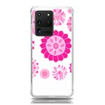 Flower Pattern T- Shirt Pink Psychedelic Floral Power Pattern T- Shirt Samsung Galaxy S20 Ultra 6.9 Inch TPU UV Case Front